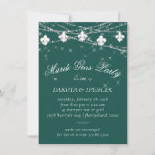 Fleur de Lis Lights | Groene Mardi Gras Party Kaart (Voorkant)