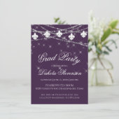 Fleur de Lis Lights | Paarse Moody-Afstuderen Kaart (Staand voorkant)