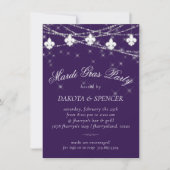 Fleur de Lis Lights | Paarse Moody Mardi Gras Kaart (Voorkant)