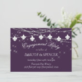 Fleur de Lis Lights | Paarse Moody-Verloving Kaart (Staand voorkant)