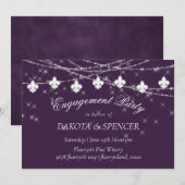 Fleur de Lis Lights | Paarse Moody-Verloving Kaart (Voorkant / Achterkant)