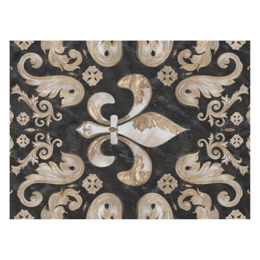Fleur-de-lis luxeversiering - Pearl en Marble Tafelkleed (Voorkant (Horizontaal))