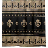 Fleur-de-lis Luxury ornament - zwart en goud Douchegordijn (Voorkant)