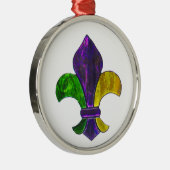 Fleur De Lis Mardi Gra voegt tekst toe Metalen Ornament (Rechts)