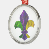 Fleur De Lis Mardi Gra voegt tekst toe Metalen Ornament (Links)