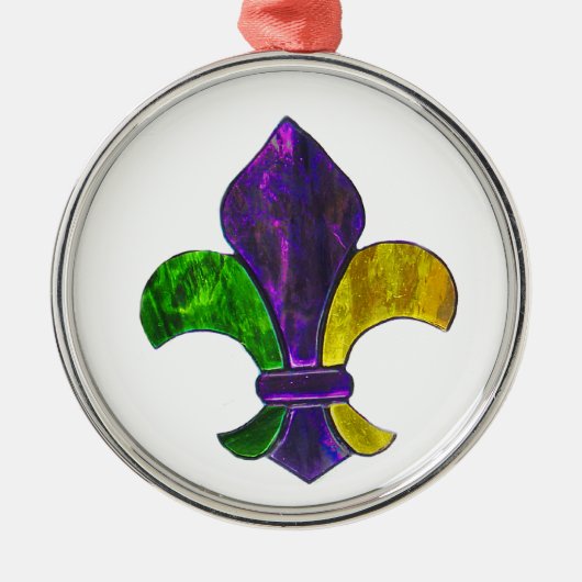Fleur De Lis Mardi Gra voegt tekst toe Metalen Ornament (Voorkant)