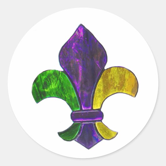Fleur De Lis Mardi Gra voegt tekst toe Ronde Sticker (Voorkant)