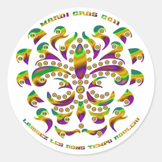 Fleur de lis Mardi Gras 2011 V-1 Ronde Sticker (Voorkant)
