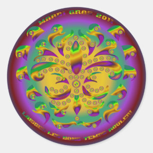 Fleur de lis Mardi Gras 2011 V-1 Ronde Sticker