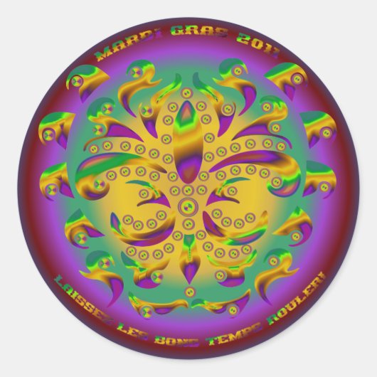Fleur de lis Mardi Gras 2011 V-1 Ronde Sticker (Voorkant)