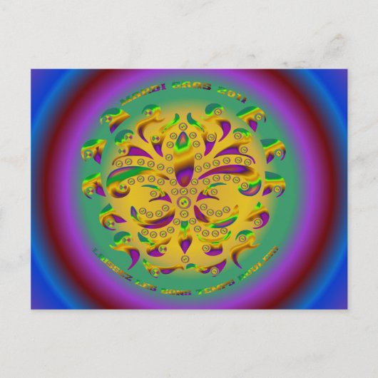 Fleur de lis Mardi-Gras 2011 V-2 Briefkaart (Voorkant)