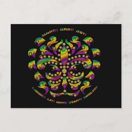 Fleur de lis Mardi-Gras 2011 V-2 Briefkaart (Voorkant)