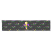 Fleur de Lis Mardi Gras Beads Black Table Runner Korte Tafelloper (Horizontaal)