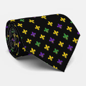 Fleur de Lis Mardi Gras Black Stropdas (Opgerold)