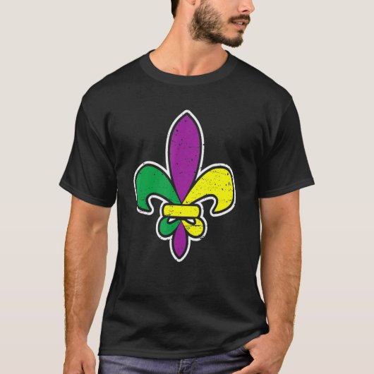 Fleur De Lis Mardi Gras Carnival  New Orleans T-shirt (Voorkant)