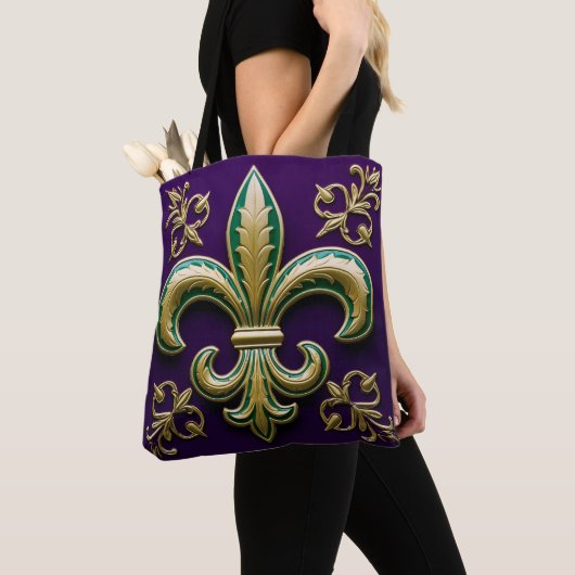 Fleur de lis Mardi Gras Decoratief Tote Bag (Dichtbij)