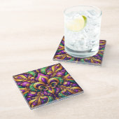 Fleur de Lis Mardi Gras Glazen Onderzetter (Schuin)