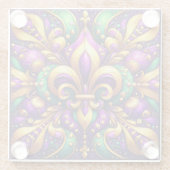 Fleur de Lis Mardi Gras Glazen Onderzetter (Achterkant)
