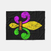 Fleur De Lis Mardi Gras Grappige Top New Orleans V Fleece Deken (Voorkant (Horizontaal))
