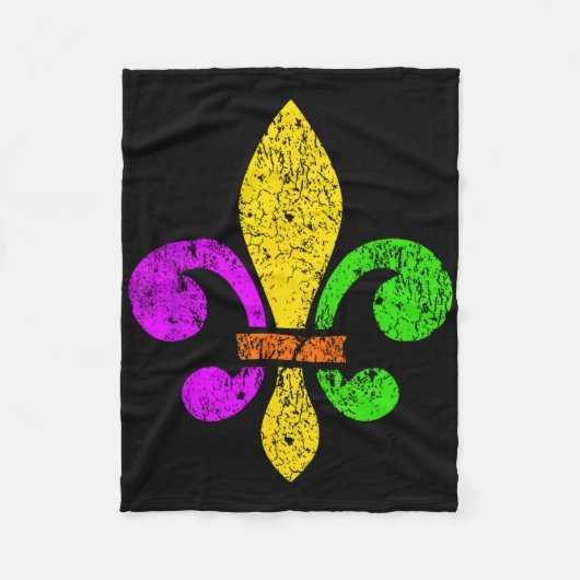 Fleur De Lis Mardi Gras Grappige Top New Orleans V Fleece Deken (Voorkant)
