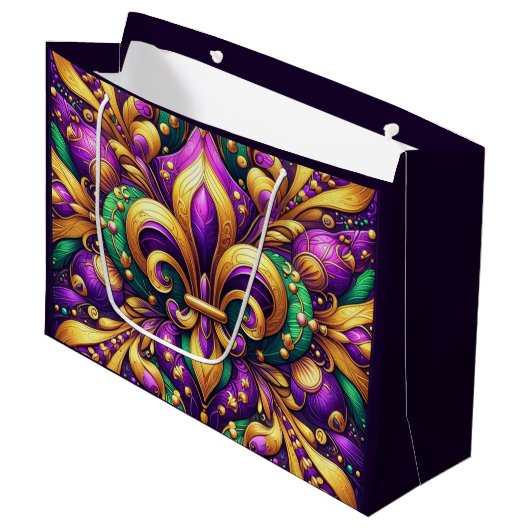 Fleur de Lis Mardi Gras Groot Cadeauzakje (Voorkant Gekanteld)