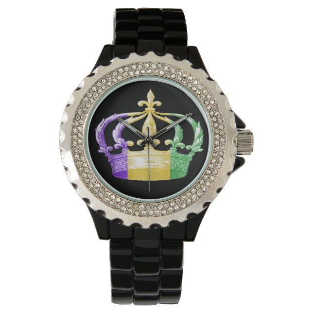 Fleur de Lis Mardi Gras Horloge (Voorkant)