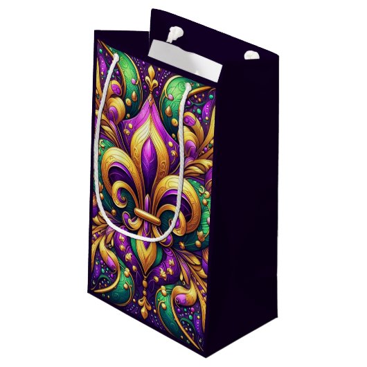 Fleur de Lis Mardi Gras Klein Cadeauzakje (Achterkant Gekanteld)