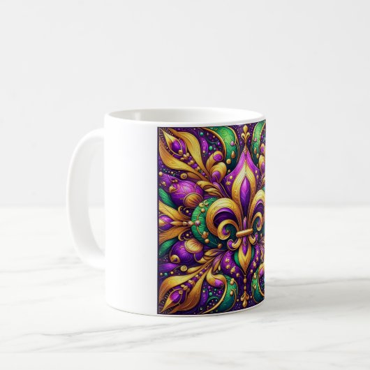 Fleur de Lis Mardi Gras Koffiemok (Voorkant links)