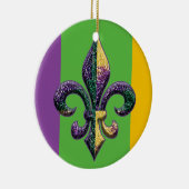 Fleur de lis Mardi Gras krads Keramisch Ornament (Rechts)