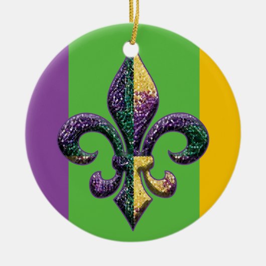 Fleur de lis Mardi Gras krads Keramisch Ornament (Voorkant)