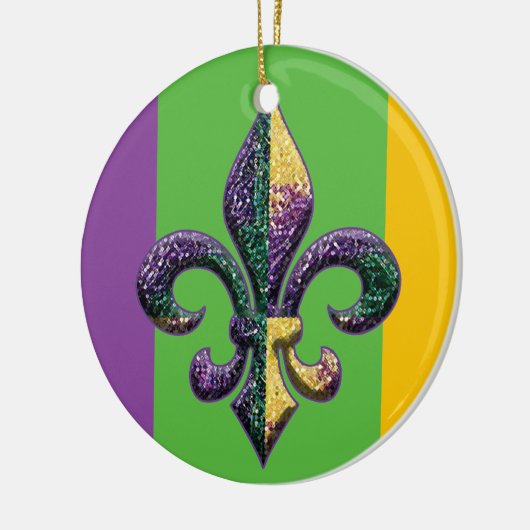 Fleur de lis Mardi Gras krads Keramisch Ornament (Links)