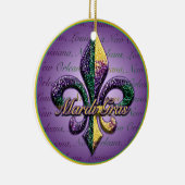 Fleur de lis Mardi Gras krads Keramisch Ornament (Rechts)