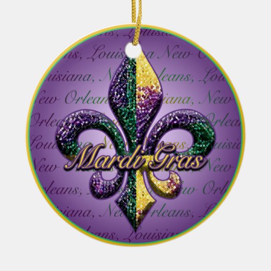 Fleur de lis Mardi Gras krads Keramisch Ornament (Voorkant)