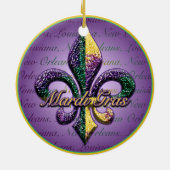 Fleur de lis Mardi Gras krads Keramisch Ornament (Achterkant)