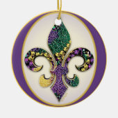 Fleur de lis Mardi Gras krads Keramisch Ornament (Voorkant)