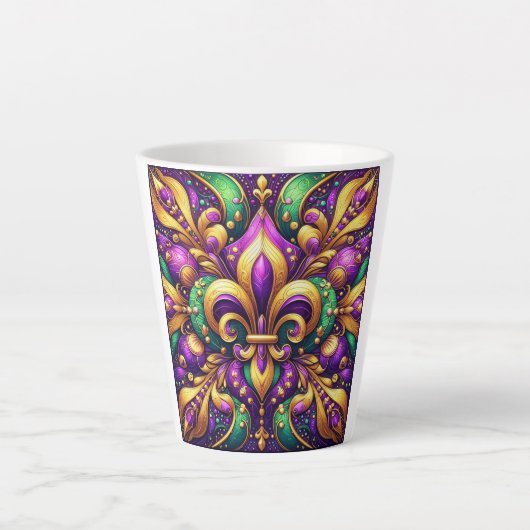 Fleur de Lis Mardi Gras Latte Mok (Voorkant)
