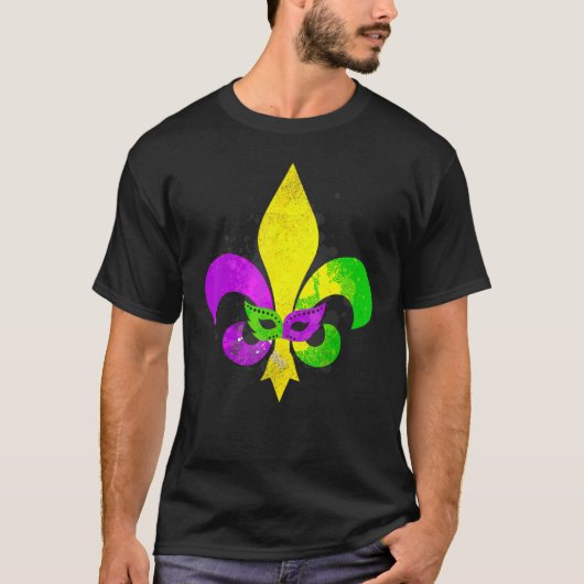 Fleur De Lis Mardi Gras Mask New Orleans Carnival  T-shirt (Voorkant)