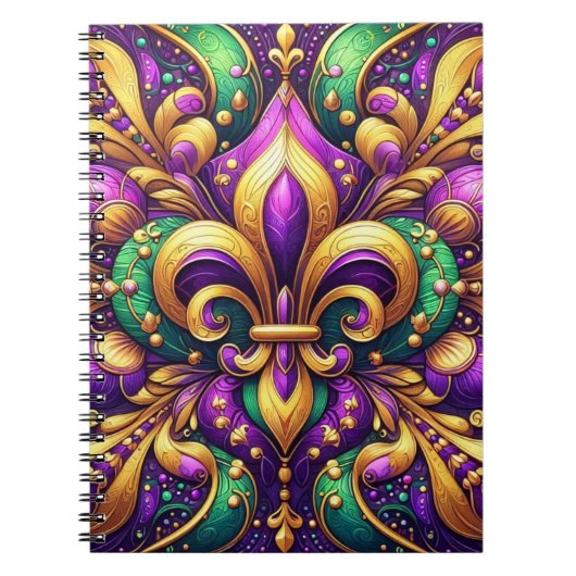 Fleur de Lis Mardi Gras Notitieboek (Voorkant)