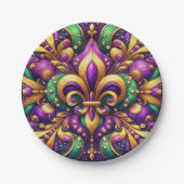 Fleur de Lis Mardi Gras Papieren Bordje (Voorkant)