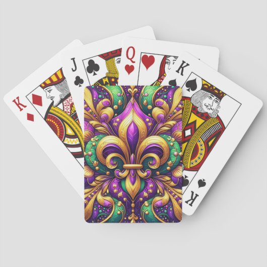 Fleur de Lis Mardi Gras Pokerkaarten (Achterkant)