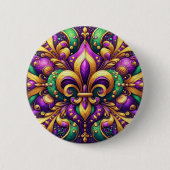 Fleur de Lis Mardi Gras Ronde Button 5,7 Cm (Voorkant)