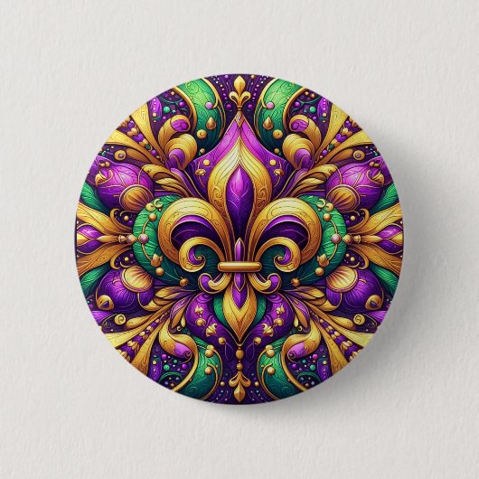 Fleur de Lis Mardi Gras Ronde Button 5,7 Cm (Voorkant)