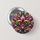 Fleur de Lis Mardi Gras Ronde Button 5,7 Cm (Voorkant /achterkant)