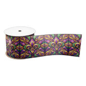 Fleur de Lis Mardi Gras Satijnen Lint (Spoel)