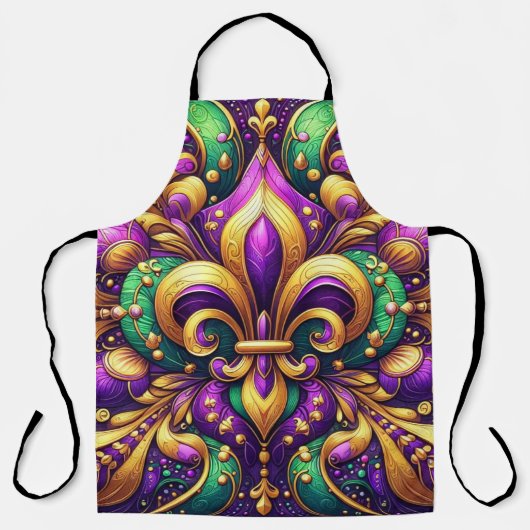 Fleur de Lis Mardi Gras Schort (Voorkant)