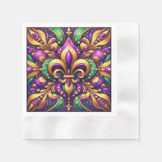 Fleur de Lis Mardi Gras Servet (Voorkant)