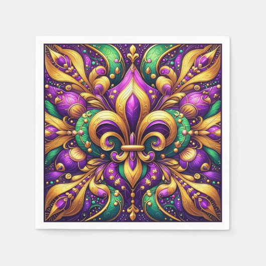 Fleur de Lis Mardi Gras Servet (Voorkant)