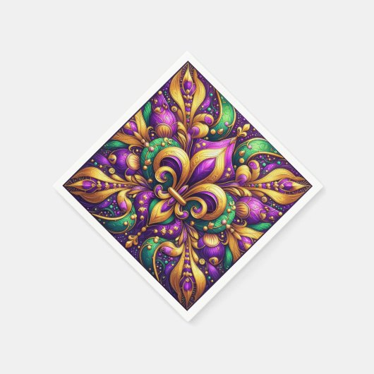Fleur de Lis Mardi Gras Servet (Hoek)