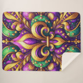Fleur de Lis Mardi Gras Sherpa Deken (Voorkant (horizontaal))