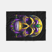 Fleur de Lis Mardi Gras Skull New Orleans Carnaval Fleece Deken (Voorkant (Horizontaal))